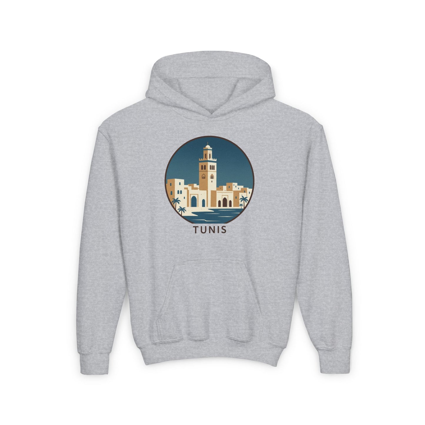 Tunis Youth Hoodie — Retro Tunis Cityscape Sweatshirt