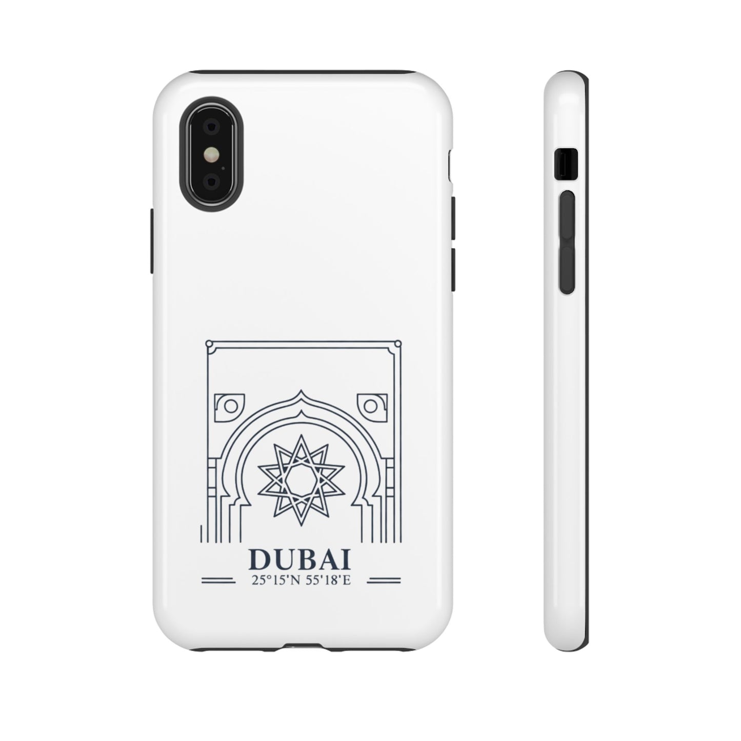 Dubai Architectural Phone Case — Minimal Souvenir Travel Design with Coordinates