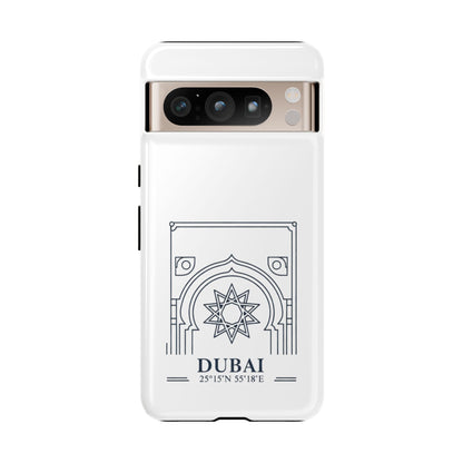 Dubai Architectural Phone Case — Minimal Souvenir Travel Design with Coordinates