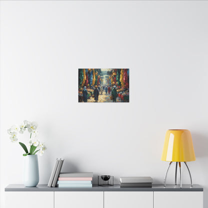 Middle Eastern Market Matte Canvas Wall Art — Colorful Bazaar Street Scene