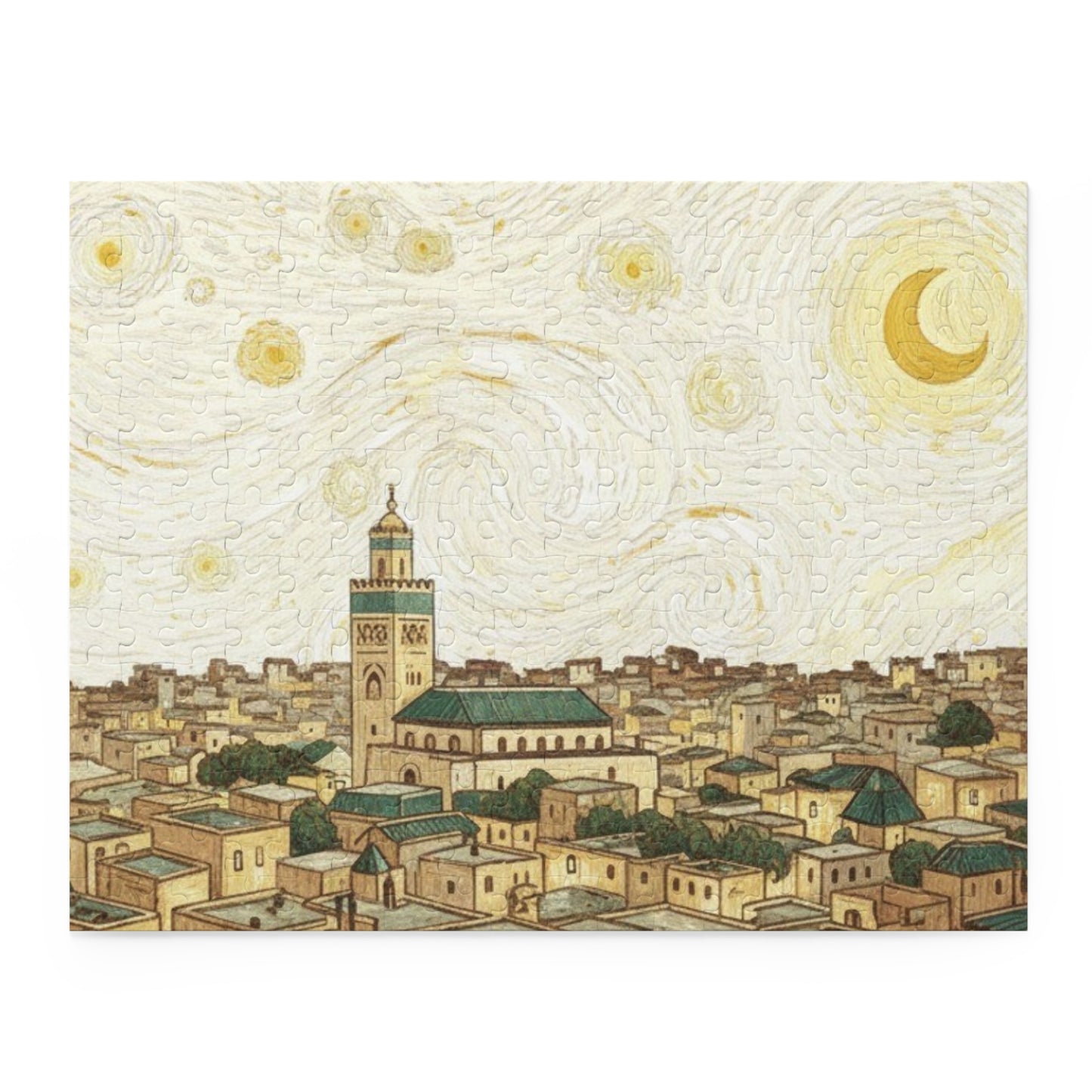 Moroccan Night Sky Puzzle – Cityscape Jigsaw (120/252/500 pcs)
