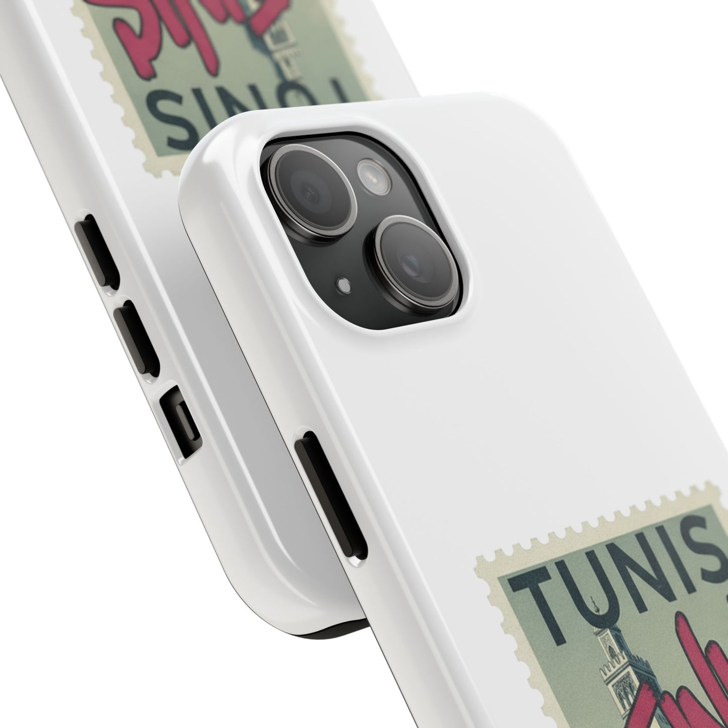 Coque de téléphone résistante à motif timbre vintage de Tunis — Étui de téléphone rétro pour voyage en Tunisie