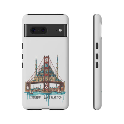 City Bridge Phone Case — Istanbul × San Francisco Illustrated Travel Design