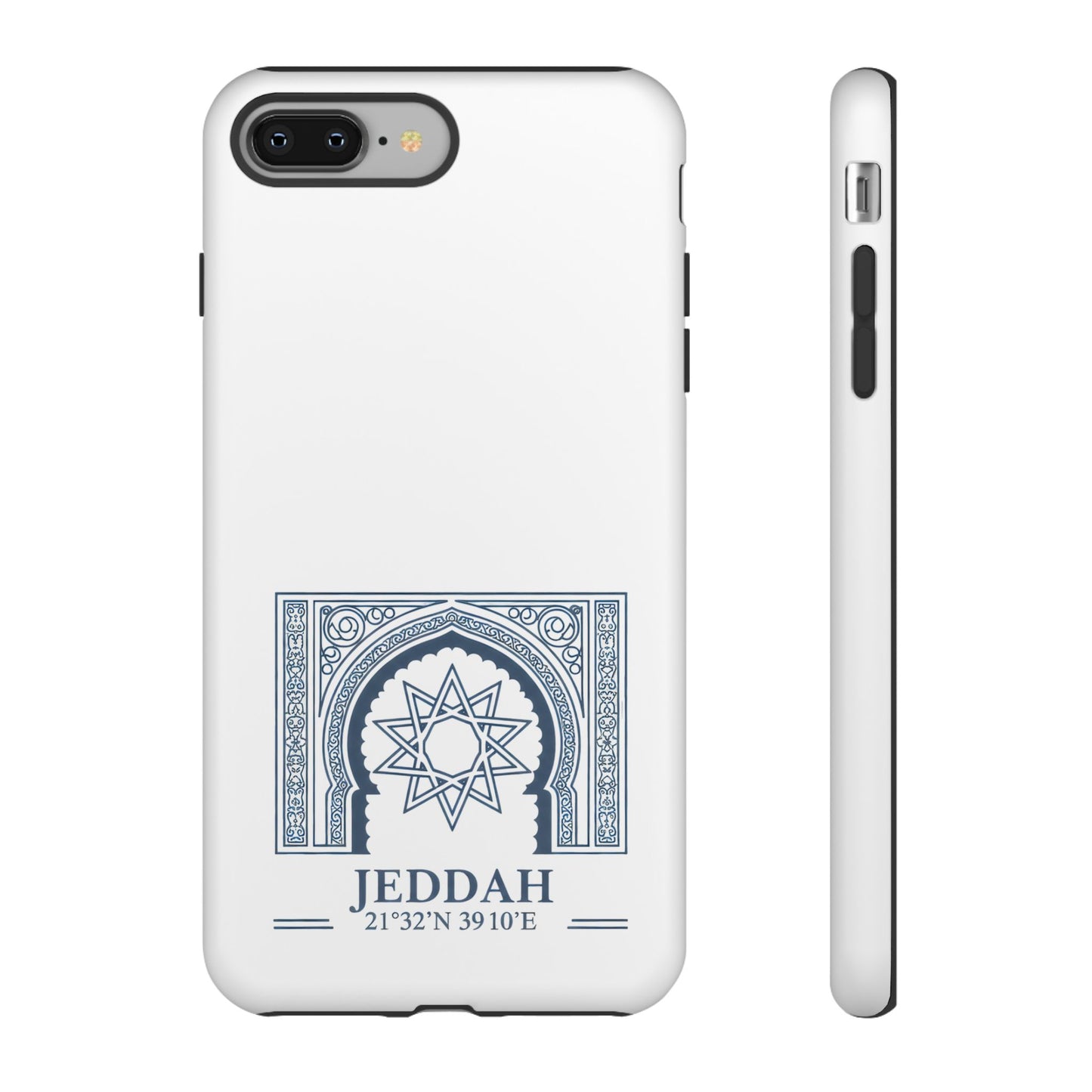 Jeddah Coordinates Phone Case — Blue Islamic Arch Travel Souvenir