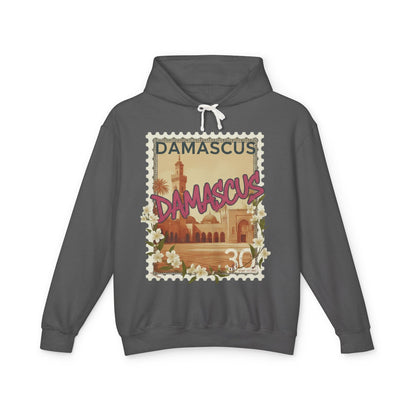 Damascus Vintage Postage Hoodie — Retro Travel Sweatshirt
