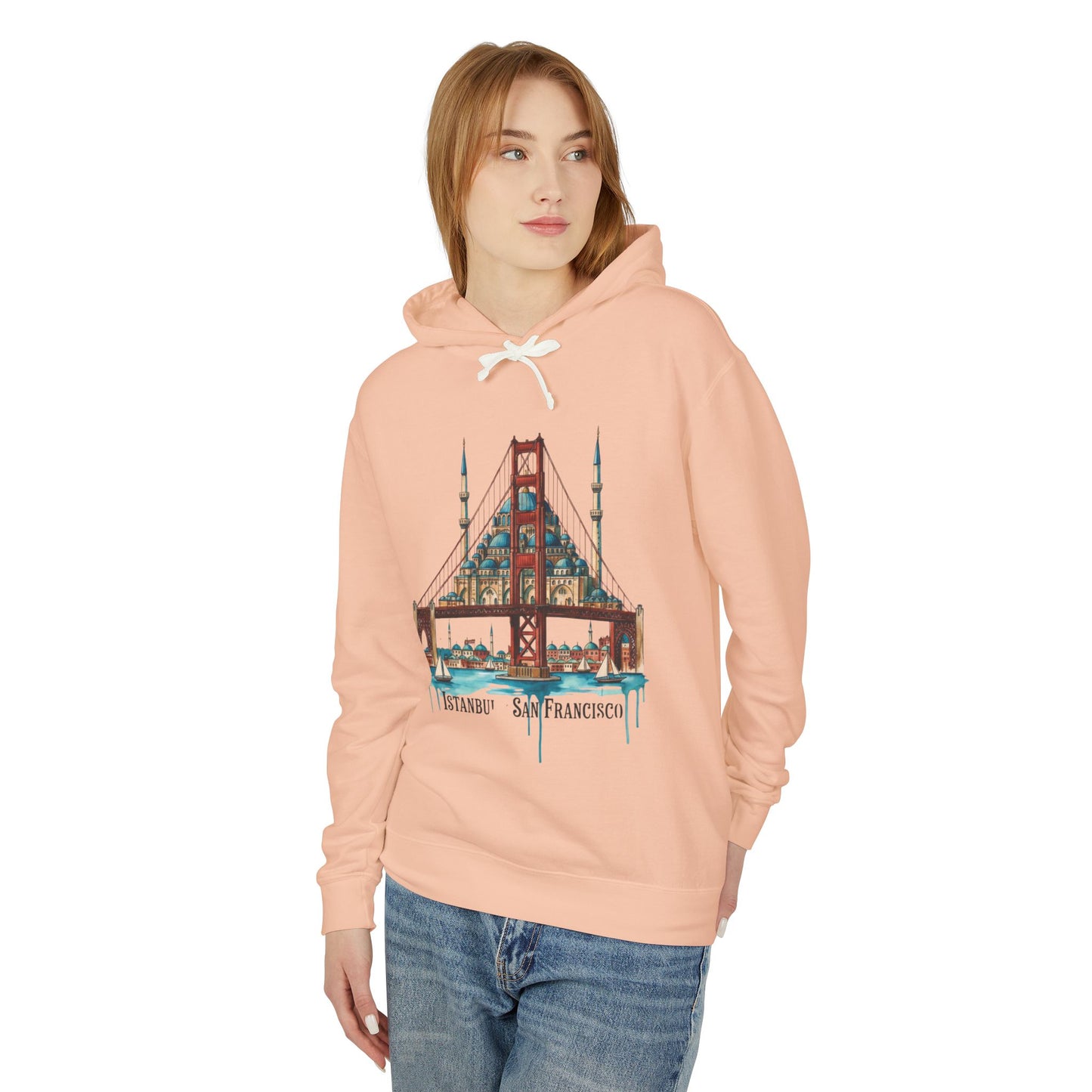 Istanbul × San Francisco Bridge Hoodie — Travel Cityscape Graphic Sweatshirt