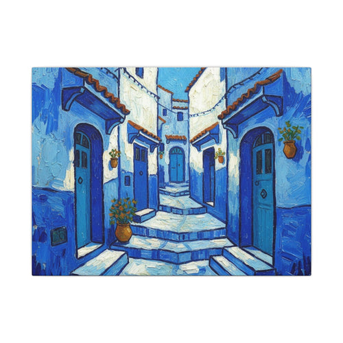 Mediterranean Blue Alley Canvas Print — Stretched Matte Wall Art