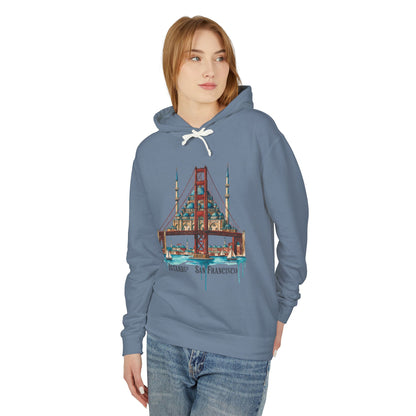 Istanbul × San Francisco Bridge Hoodie — Travel Cityscape Graphic Sweatshirt