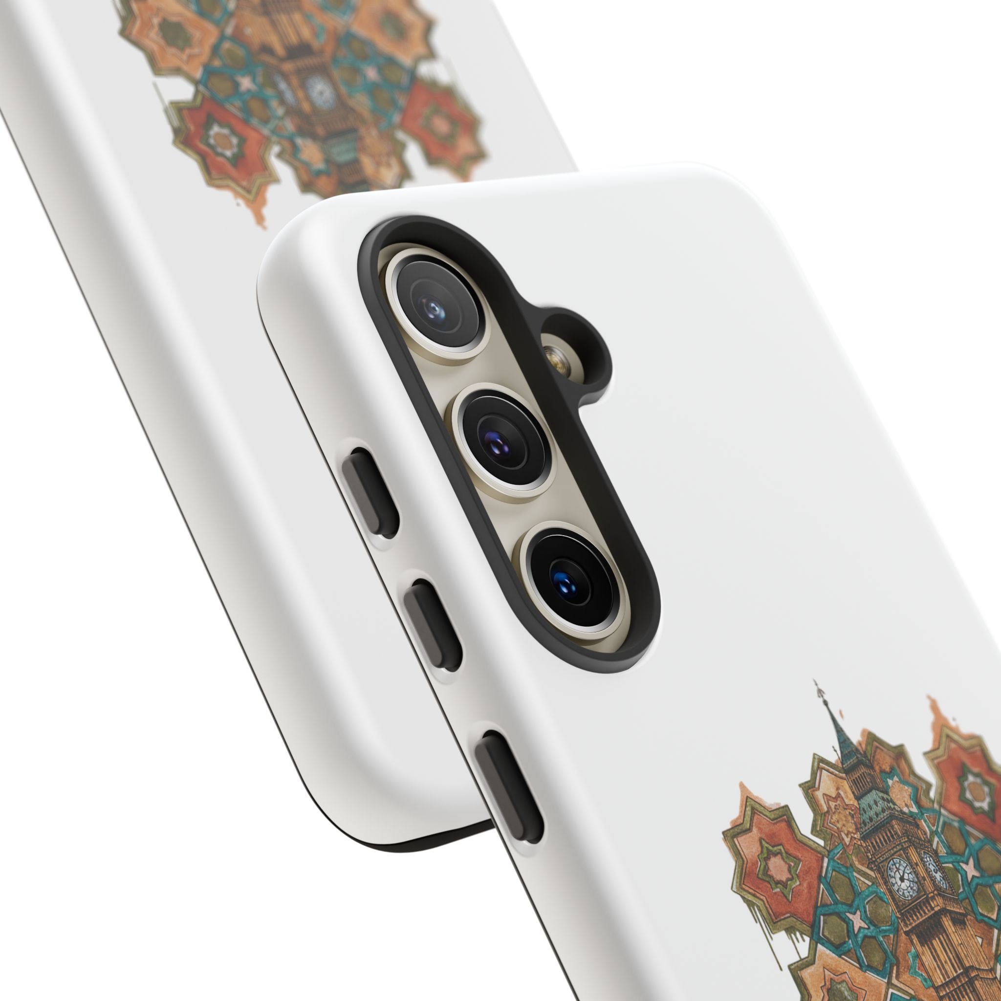 Cairo × London Phone Case — Vintage Mosaic Pyramids & Big Ben Travel Design