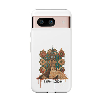 Cairo × London Phone Case — Vintage Mosaic Pyramids & Big Ben Travel Design