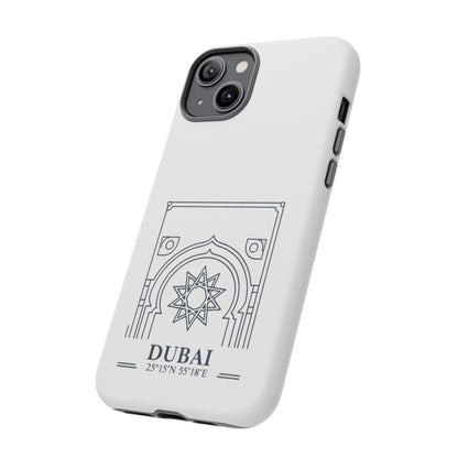 Dubai Architectural Phone Case — Minimal Souvenir Travel Design with Coordinates