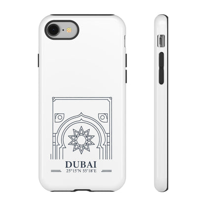Dubai Architectural Phone Case — Minimal Souvenir Travel Design with Coordinates
