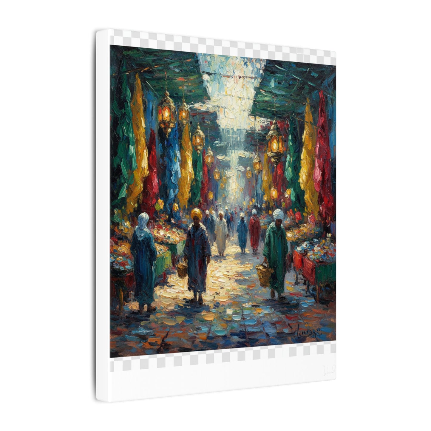 Middle Eastern Market Matte Canvas Wall Art — Colorful Bazaar Street Scene