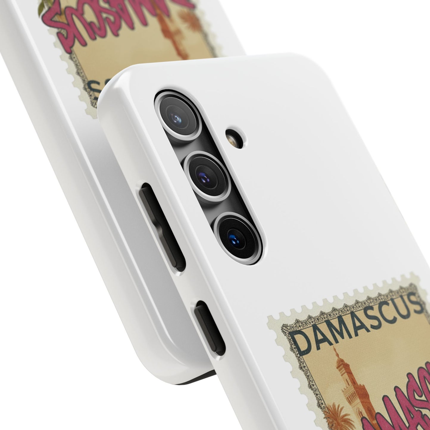 Étui de téléphone résistant à motif de timbres vintage Damas — Coque de téléphone rétro pour voyage