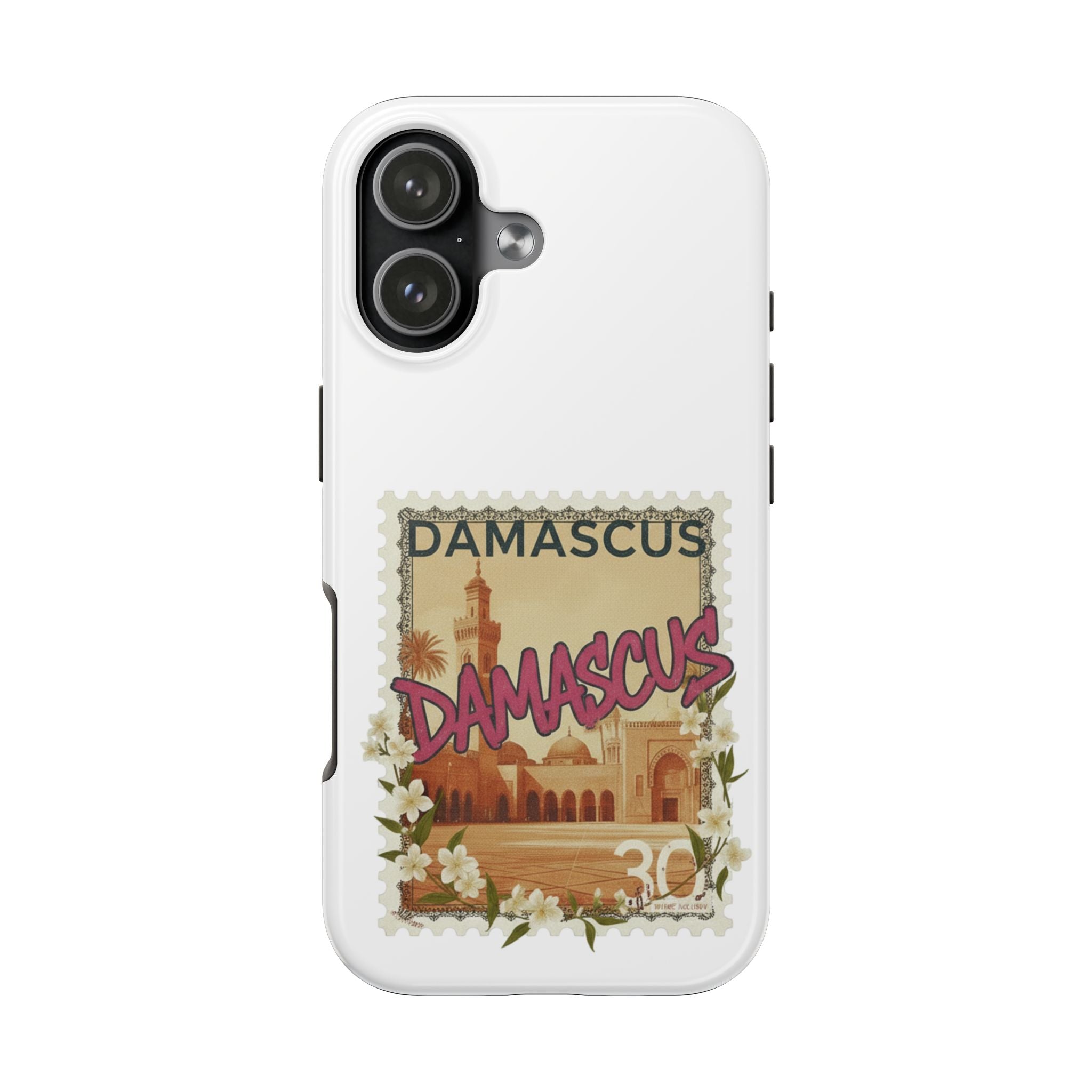 Damascus Vintage Stamp Tough Phone Case — Retro Travel Phone Cover