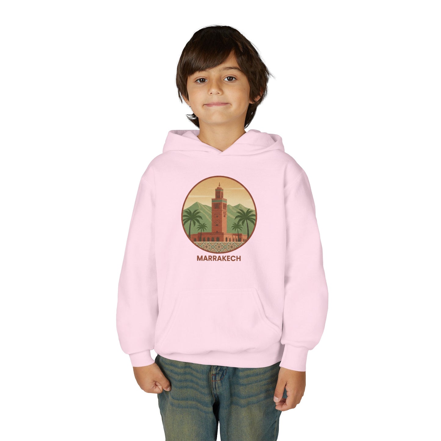 Marrakech Youth Hoodie – Vintage Palm Sunset Travel Sweatshirt