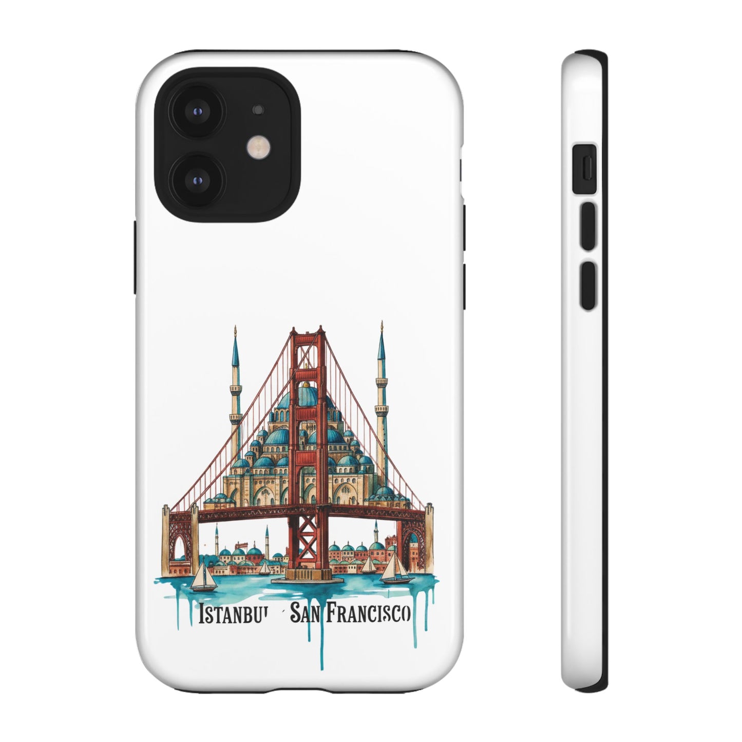City Bridge Phone Case — Istanbul × San Francisco Illustrated Travel Design