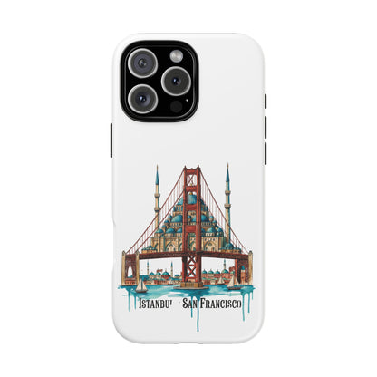 City Bridge Phone Case — Istanbul × San Francisco Illustrated Travel Design