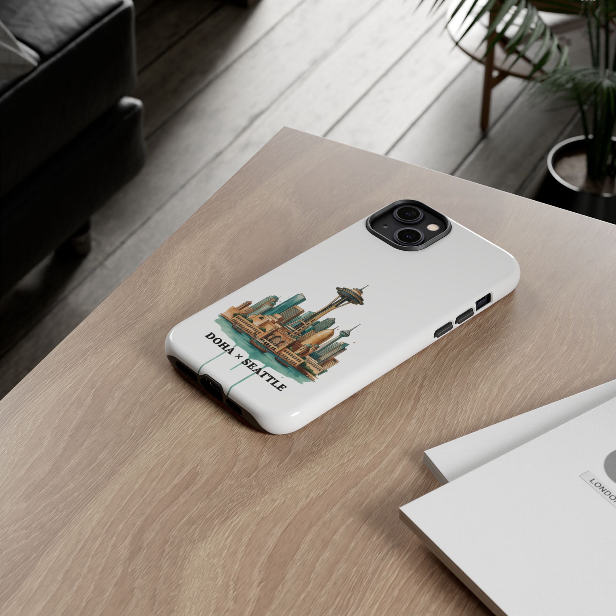 Doha x Seattle Skyline Tough Phone Case — Cityscape Protective Phone Cover