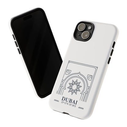 Dubai Architectural Phone Case — Minimal Souvenir Travel Design with Coordinates