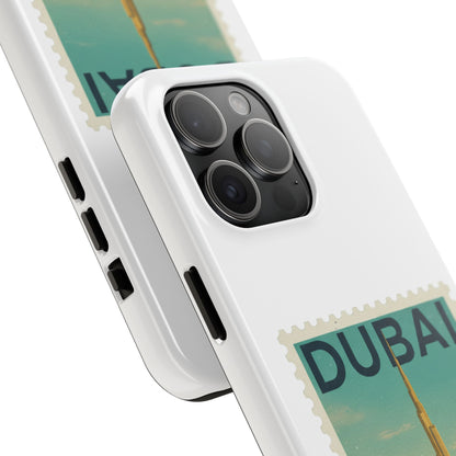 Coque de téléphone motif timbre-poste de Dubaï — Coque iPhone résistante inspirée du voyage