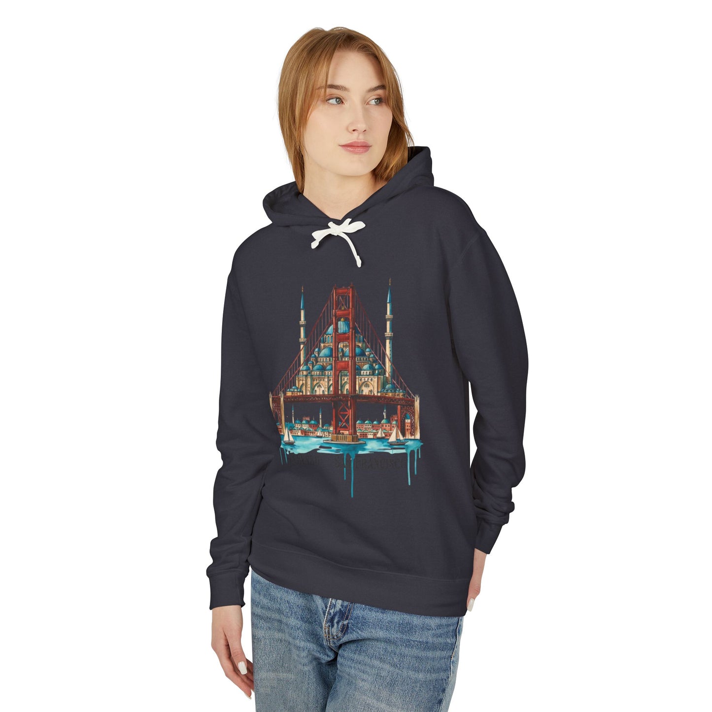 Istanbul × San Francisco Bridge Hoodie — Travel Cityscape Graphic Sweatshirt
