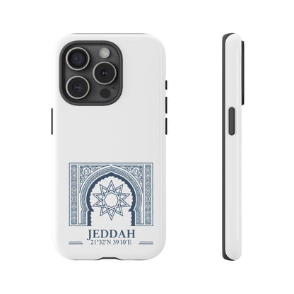 Jeddah Coordinates Phone Case — Blue Islamic Arch Travel Souvenir