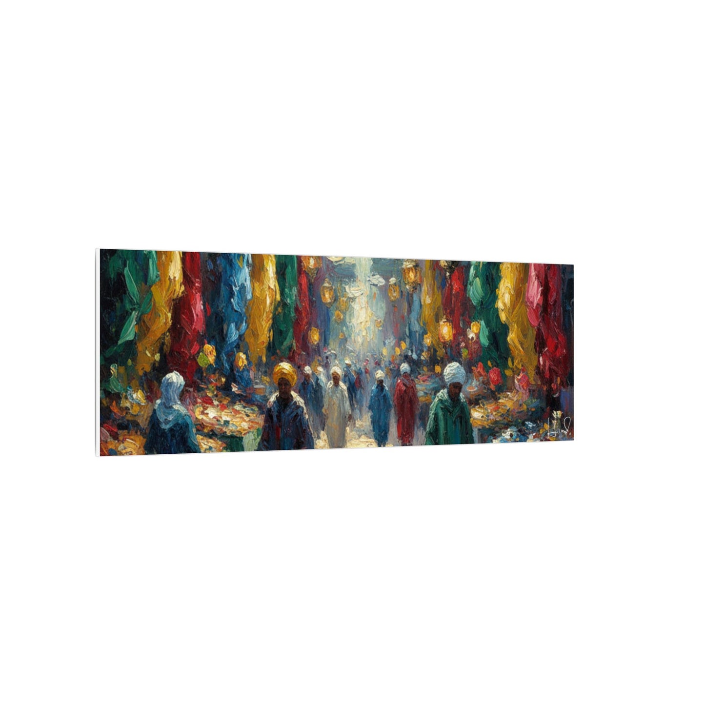 Middle Eastern Market Matte Canvas Wall Art — Colorful Bazaar Street Scene