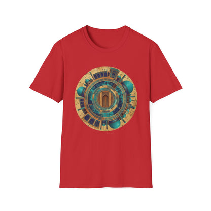 Sacred Geometry Mandala T-Shirt — Teal & Gold Spiritual Art Tee