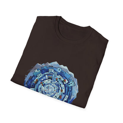 Blue Spiral Mandala T-Shirt — Abstract Ocean Vibe Graphic Tee