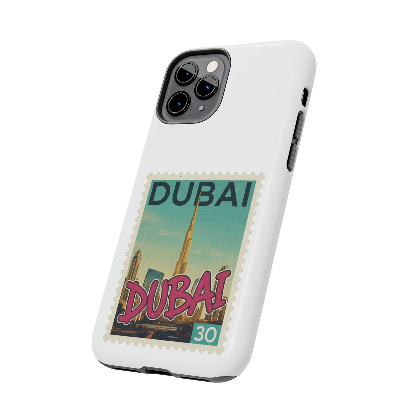 Coque de téléphone motif timbre-poste de Dubaï — Coque iPhone résistante inspirée du voyage