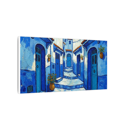 Mediterranean Blue Alley Canvas Print — Stretched Matte Wall Art