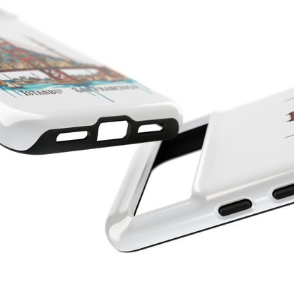 City Bridge Phone Case — Istanbul × San Francisco Illustrated Travel Design