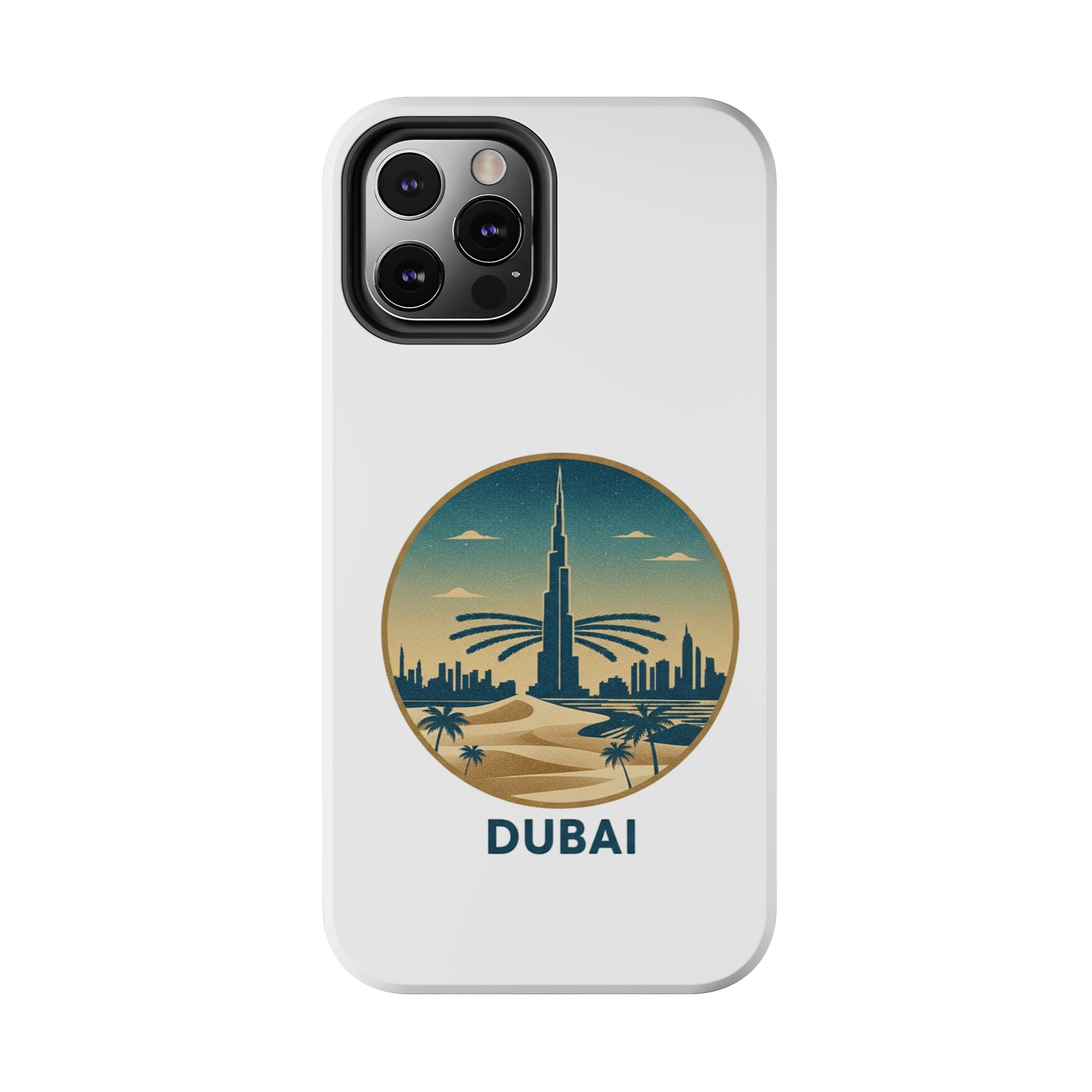Dubai Skyline Tough Phone Case — Retro Desert Palm Travel Phone Cover