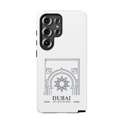 Dubai Architectural Phone Case — Minimal Souvenir Travel Design with Coordinates