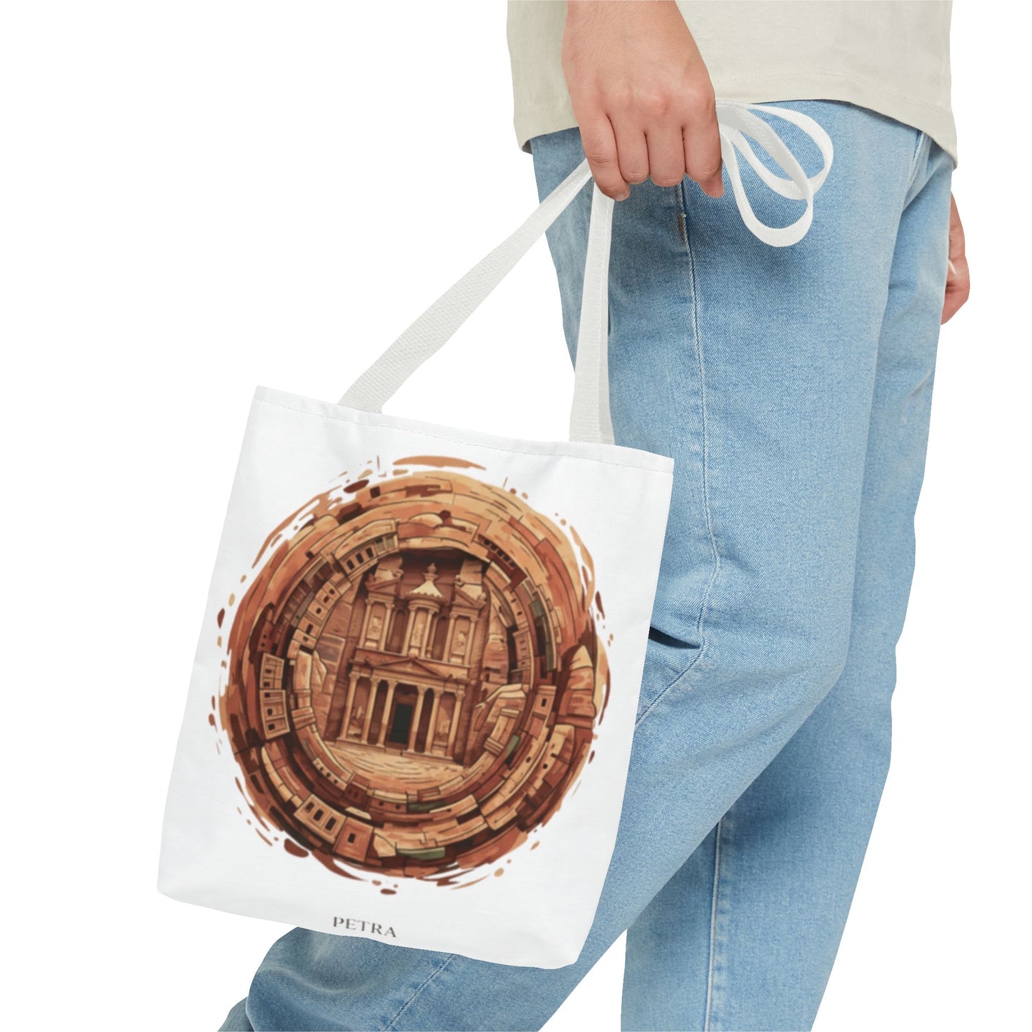 Petra Circle Art Tote Bag — Ancient Rose Sandstone Illustration