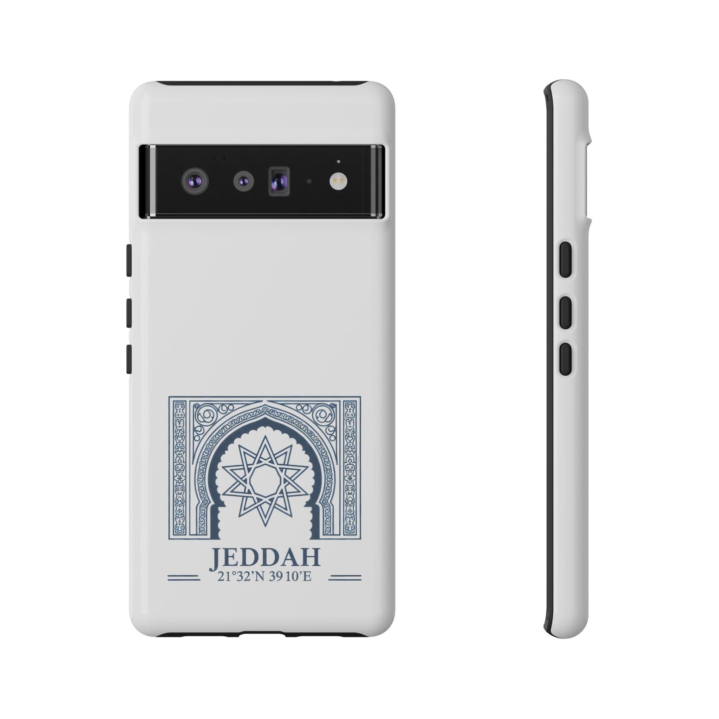 Jeddah Coordinates Phone Case — Blue Islamic Arch Travel Souvenir