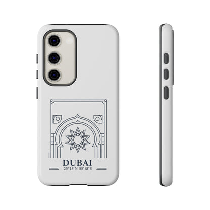 Dubai Architectural Phone Case — Minimal Souvenir Travel Design with Coordinates