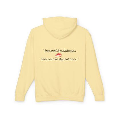 Lightweight Hoodie — “Internal Breakdowns, cheesecake Appearance” Back Print
