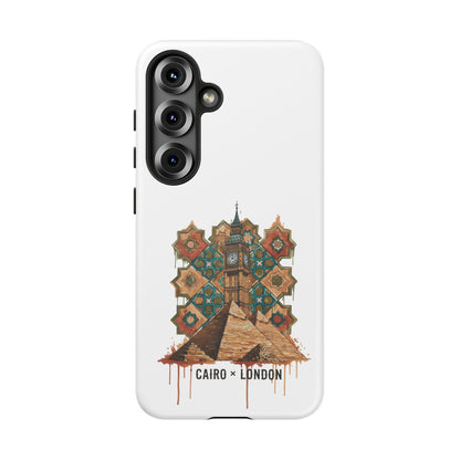 Cairo × London Phone Case — Vintage Mosaic Pyramids & Big Ben Travel Design