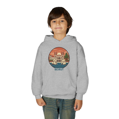 Beirut Skyline Youth Hoodie - Vintage City Illustration