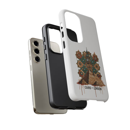 Cairo × London Phone Case — Vintage Mosaic Pyramids & Big Ben Travel Design