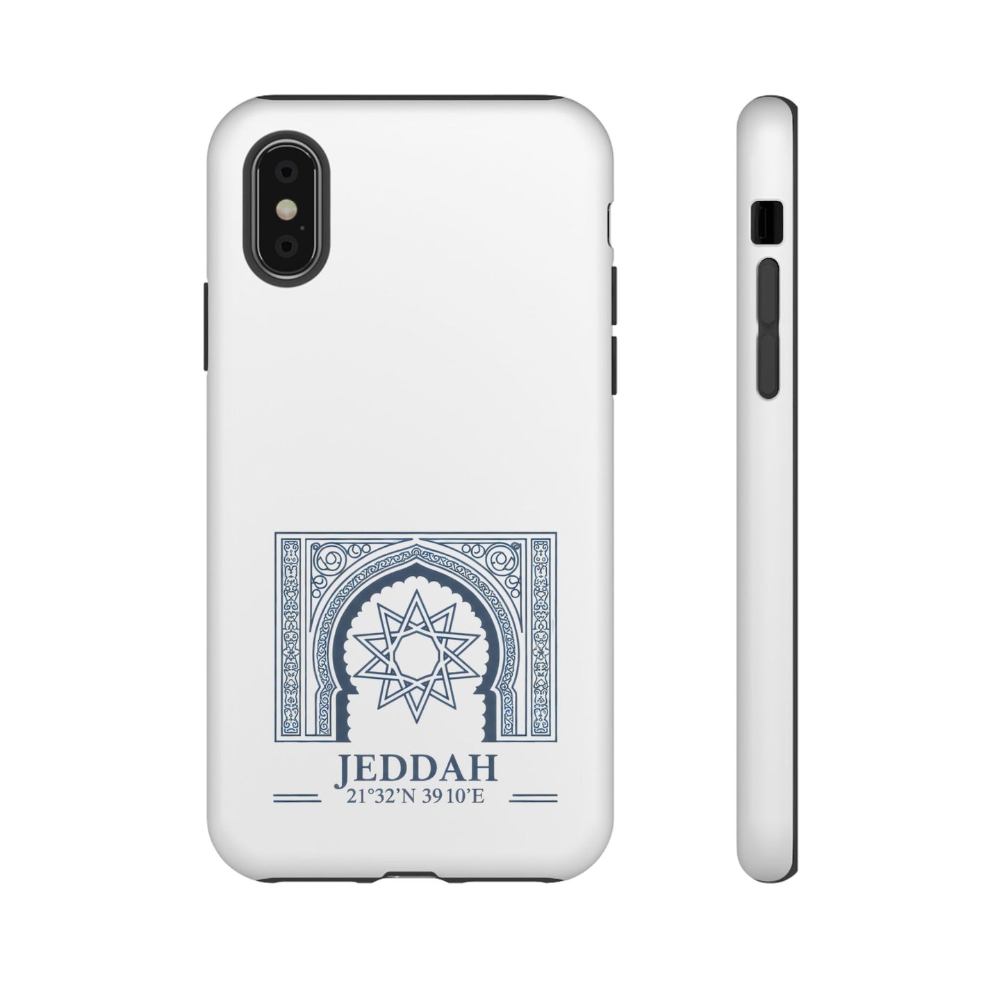 Jeddah Coordinates Phone Case — Blue Islamic Arch Travel Souvenir