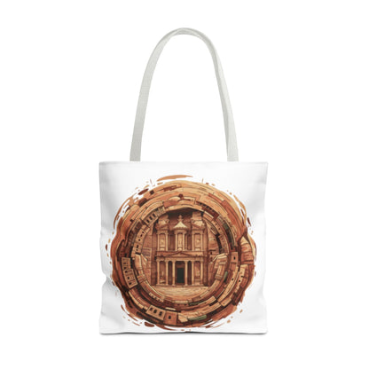 Petra Circle Art Tote Bag — Ancient Rose Sandstone Illustration