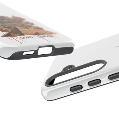 Cairo × London Phone Case — Vintage Mosaic Pyramids & Big Ben Travel Design