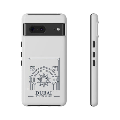 Dubai Architectural Phone Case — Minimal Souvenir Travel Design with Coordinates