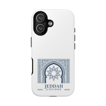 Jeddah Coordinates Phone Case — Blue Islamic Arch Travel Souvenir