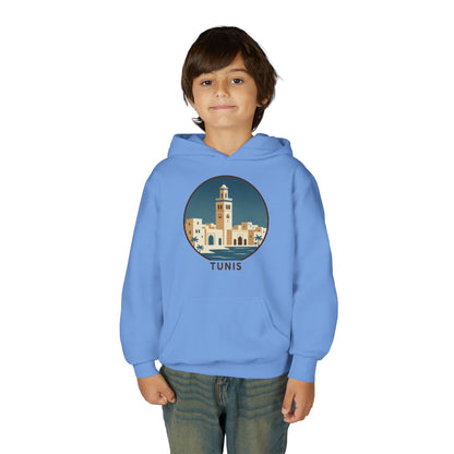 Tunis Youth Hoodie — Retro Tunis Cityscape Sweatshirt