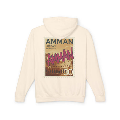 Amman Stamp Hoodie — Vintage Jordan Travel Graphic Sweatshirt