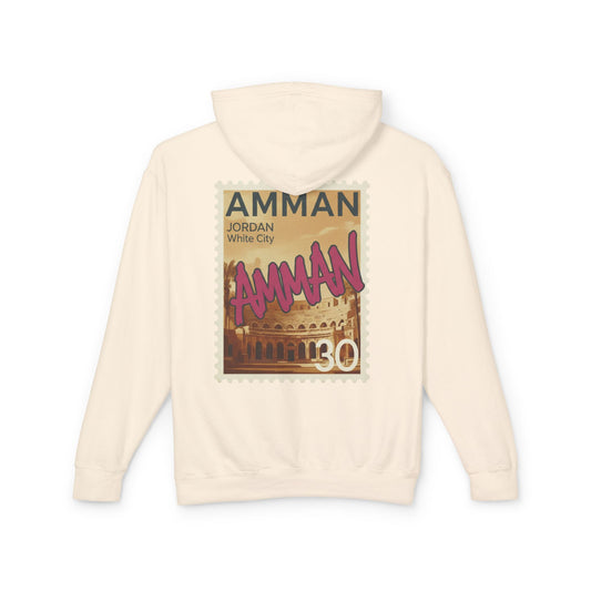 Amman Stamp Hoodie — Vintage Jordan Travel Graphic Sweatshirt